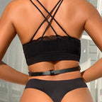 SUBBLIME - BRUSTHARNESS LEDERKETTEN SCHWARZ EINHEITSGRÖSSE