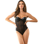 SUBBLIME - SCHWARZER BODY MIT KETTEN-HOSENTRGERN S/M