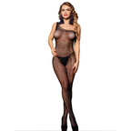 SUBBLIME - 952037 ONE SHOULDER FISHNET BODYSTOCKING MIT DIAMANTEN SCHWARZ EINE GRÖSSE