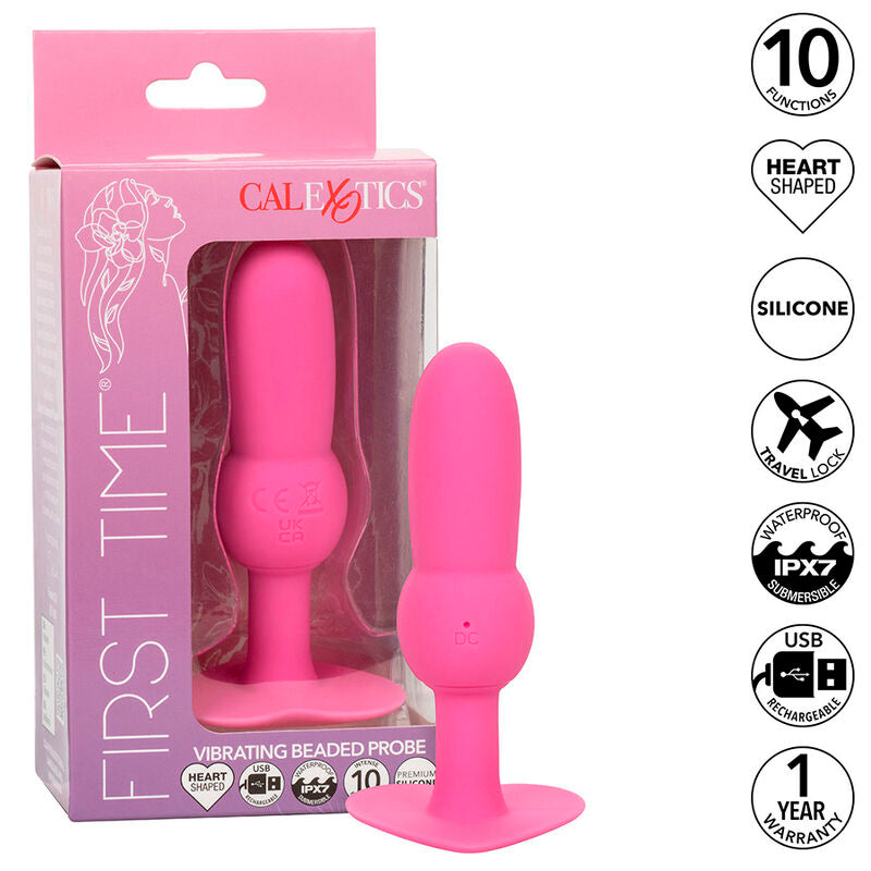 CALEXOTICS - FIRST TIME ANAL PLUG MIT PERLENSONDE 10 VIBRATIONEN ROSA