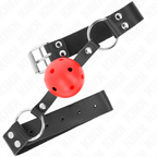 KINK - BREATHABLE BALL 4 CM GAUGES WITH DOUBLE RIVETS RED 62.5 x 2.5 CM ADJUSTABLE 42-58 CM