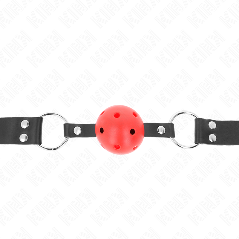 KINK - BREATHABLE BALL 4 CM GAUGES WITH DOUBLE RIVETS RED 62.5 x 2.5 CM ADJUSTABLE 42-58 CM