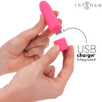 INTENSE - SYMONE USB WIEDERAUFLADBARER VIBRIERENDER BULLET 8 VIBRATIONEN ROSA 10 X 2,2 CM