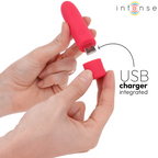 INTENSE - SYMONE USB WIEDERAUFLADBARER VIBRIERENDER BULLET 8 VIBRATIONEN ROT 10 X 2,2 CM