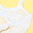 SUBBLIME - 954284 KÖRPER MIT KETTEN + STRUMPFGÜRTEL WEISS S/M