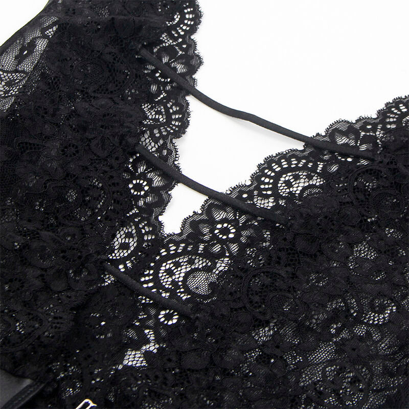 SUBBLIME - 954390 SEXY BODY MIT STRUMPFGÜRTEL SCHWARZ L/XL