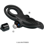 PRETTY LOVE - DOPPELTER VIBRATIONSRING + KLITORISSTIMULATOR 10 VIBRATIONEN SCHWARZ