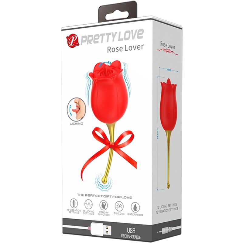PRETTY LOVE - ROSE LOVER ROSE KLITORIS-STIMULATOR 12 VIBRATIONEN ROT