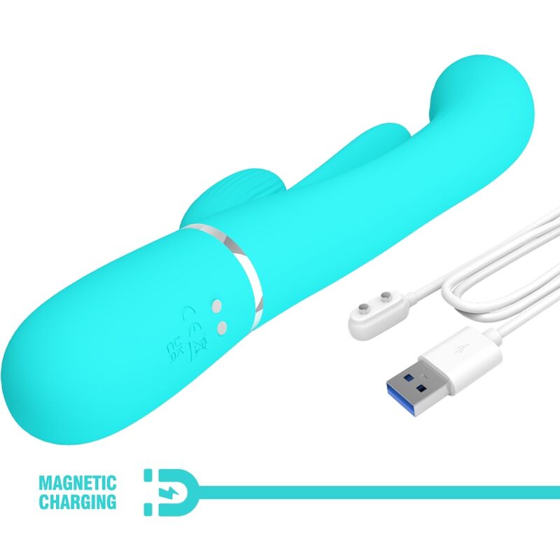 PRETTY LOVE - SHANIA TRIPLE RABBIT MULTIFUNKTIONSVIBRATOR 3 IN 1 BLAU