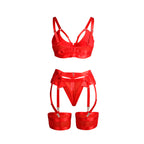 SUBBLIME - 955250 ROTER BONDAGE-BH MIT STRUMPFBAND-SET S/M