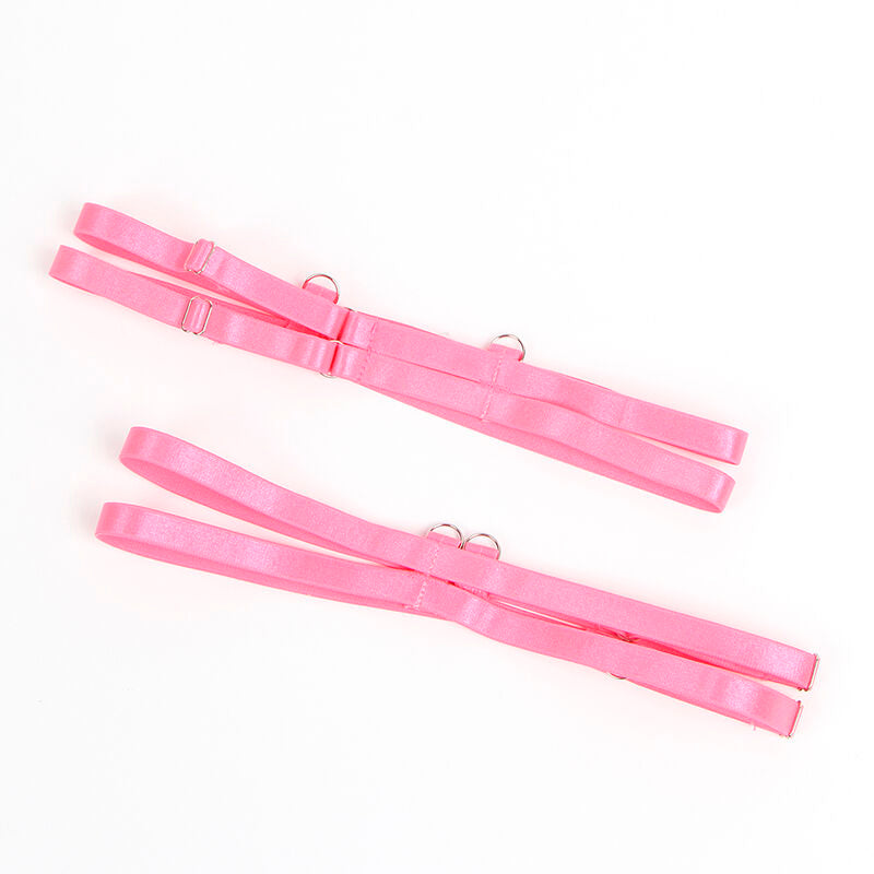 SUBBLIME - 955359 BH-SET MIT SPITZE UND STRUMPFBÄNDERN ROSA UND LILA S/M