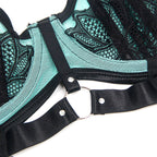 SUBBLIME - 955564 GRÜNES LACKLEDER-NETZ-ZIPPER-BH-SET L/XL