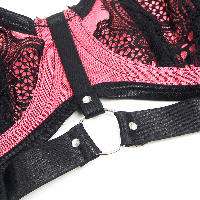 SUBBLIME - 955588 ROSA LACKLEDER MESH ZIPPER BH SET L/XL