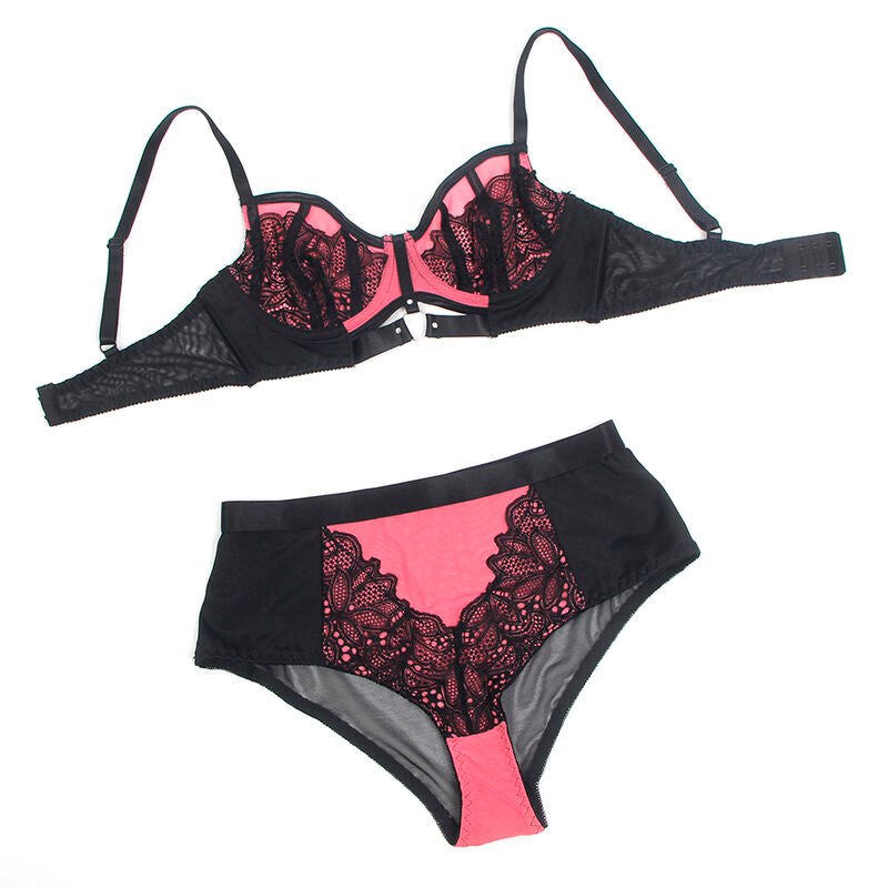 SUBBLIME - 955588 ROSA LACKLEDER MESH ZIPPER BH SET L/XL