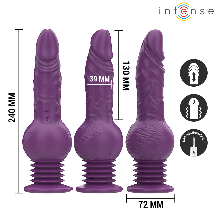 INTENSE - TATUM MULTIFUNKTIONSVIBRATOR MIT AUF- UND ABVIBRATION 24 CM LILA