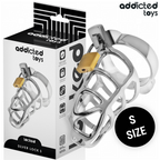 ADDICTED TOYS LOCKED - SILBERNER PENISKÄFIG AUS METALL, GRÖSSE S