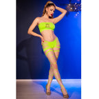 CHILIROSE - CR 4866 NEONGRÜNES TOP- UND SHORTS-SET S/M