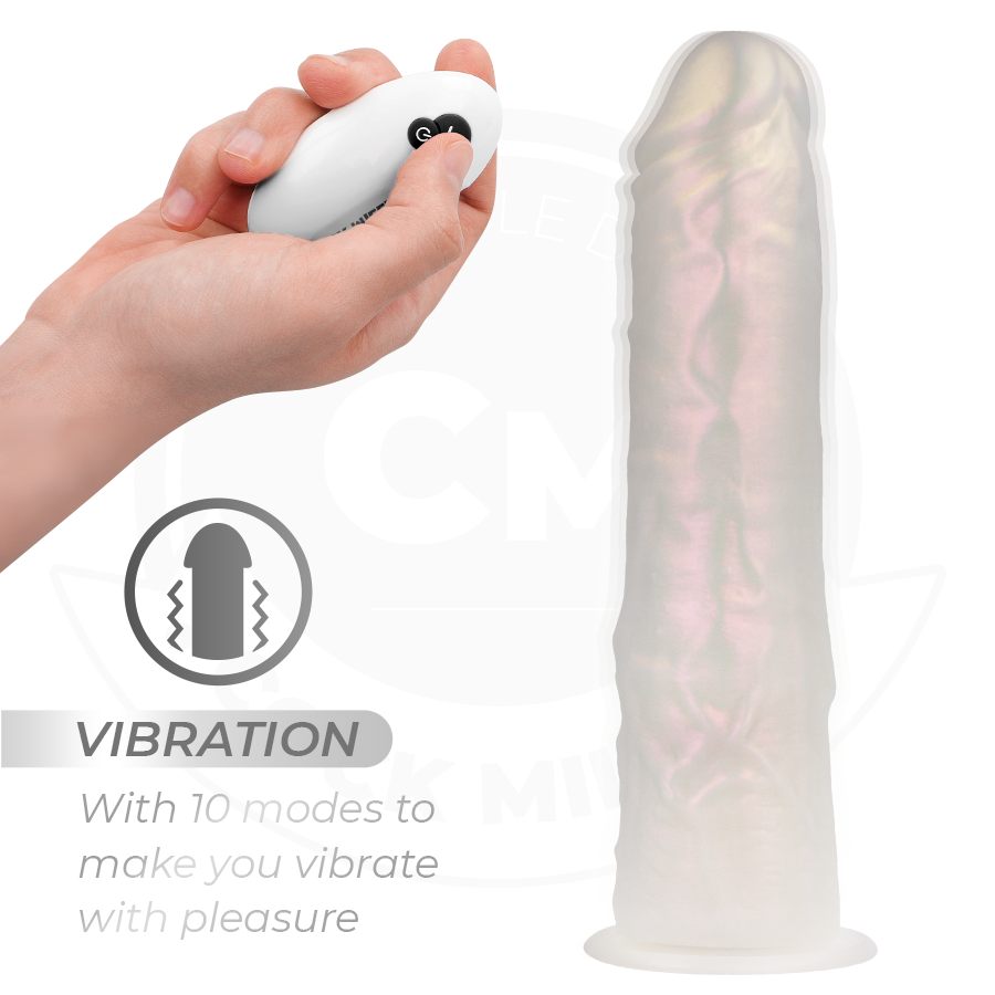 COCK MILLER - DILDO MIT SAUGNÄPFEN, LICHTERN UND VIBRATION MIT FERNBEDIENUNG WEISS 21,5 CM