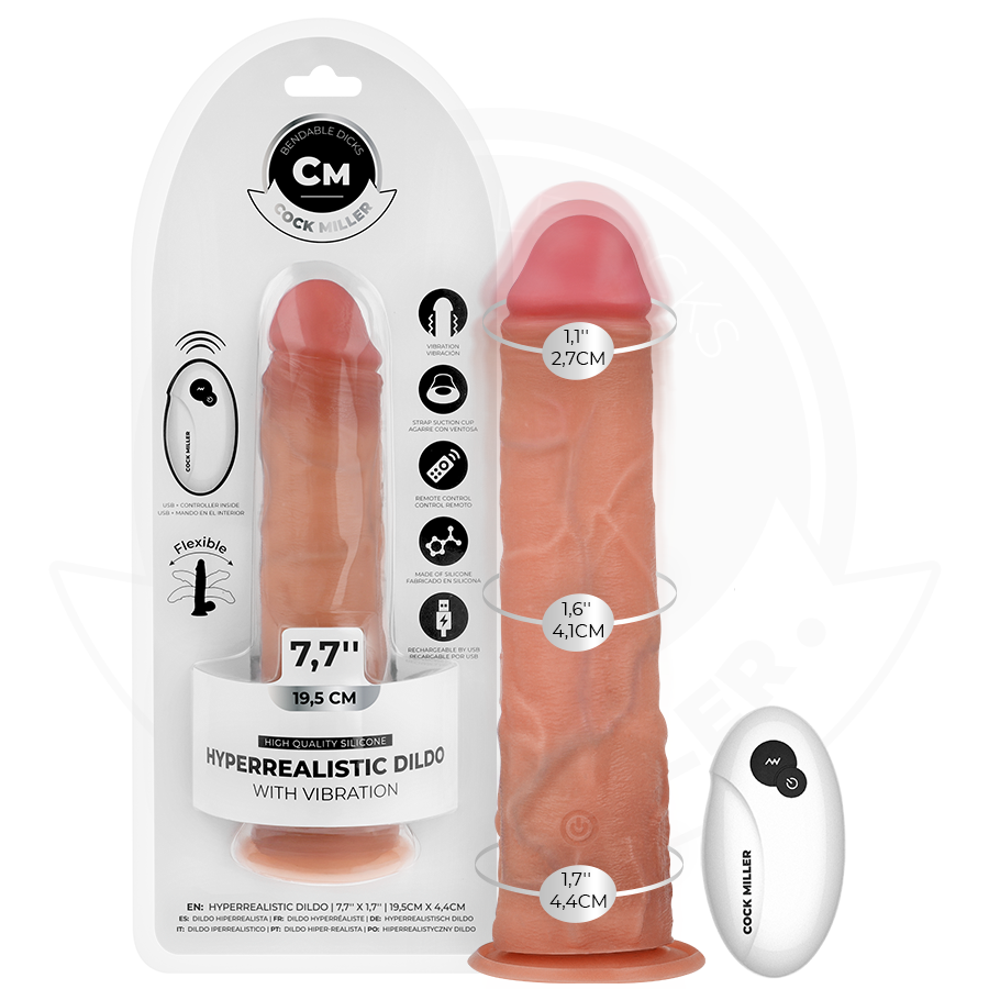COCK MILLER - REALISTISCHER DILDO MIT SAUGNÄPFEN UND FERNBEDIENUNG UND VIBRATION 19,5 CM