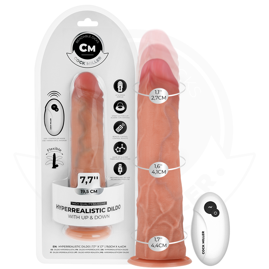 COCK MILLER - HYPERREALISTISCHER DILDO MIT SAUGNÄPFEN UND STOSSFUNKTION MIT FERNBEDIENUNG 19,5 CM