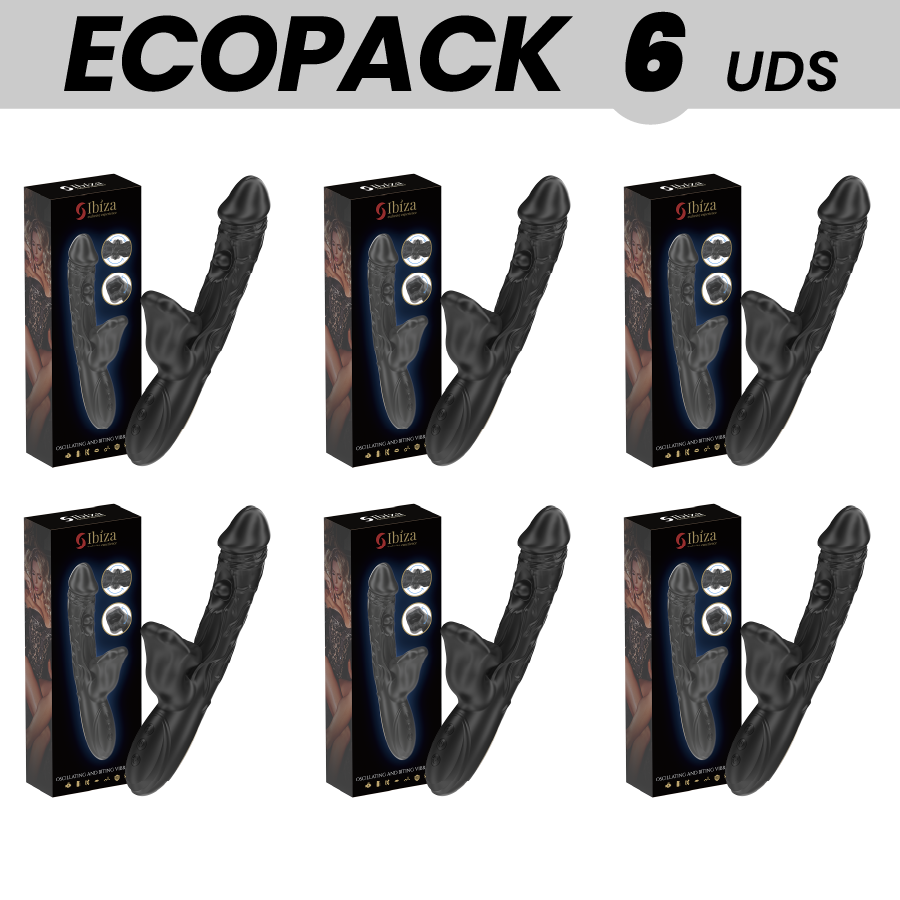 ECOPACKS 6 EINHEITEN - IBIZA VIBRATOR UND KLITORISSTIMULATOR MIT BEISS- UND ROTATIONSEFFEKT