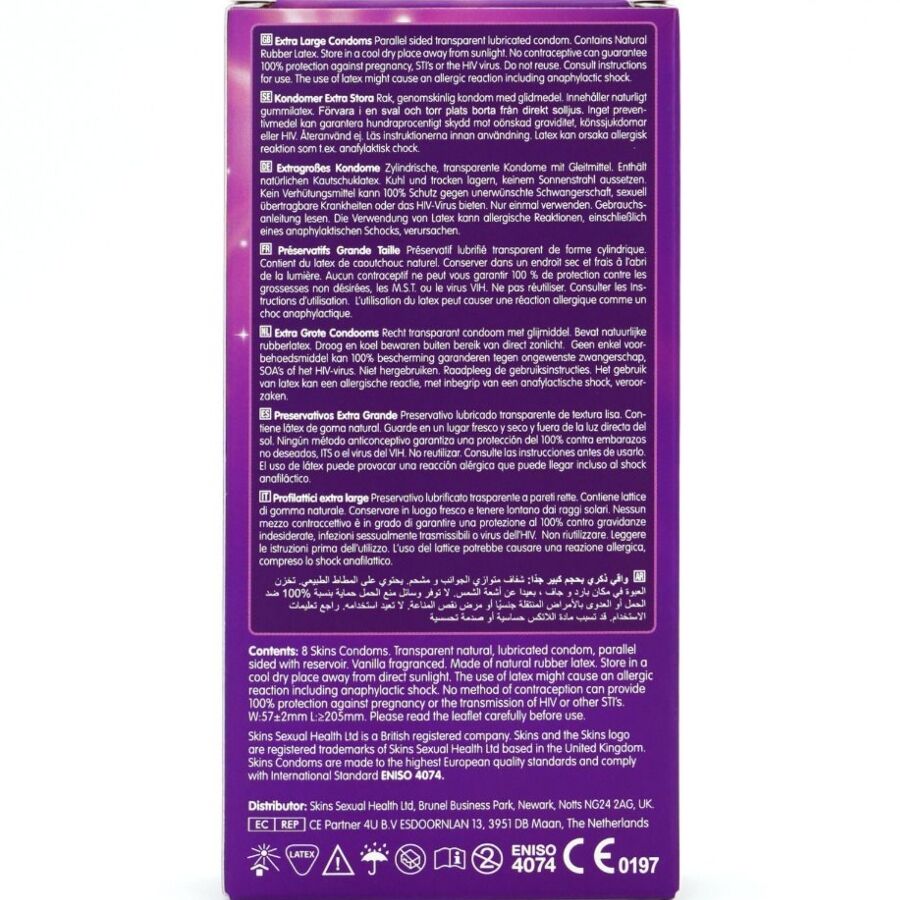SKINS - EXTRA GROSSE PREMIUM-KONDOME PACKUNG 8