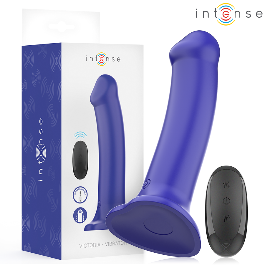 INTENSE - VICTORIA VIBRATOR MIT SAUGNAPF 10 VIBRATIONEN DUNKELBLAU FERNBEDIENUNG