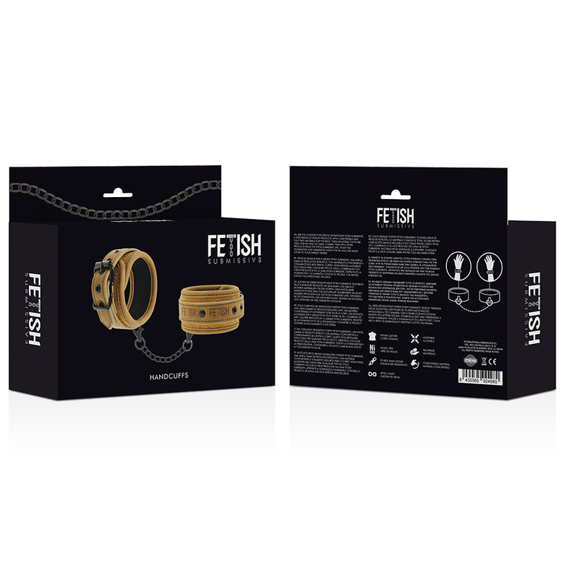 FETISH SUBMISSIVE ORIGIN - VEGANE LEDERHANDSCHELLEN MIT NEOPRENFUTTER