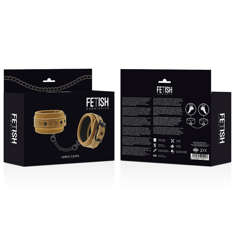 FETISH SUBMISSIVE ORIGEN - FUSSMANSCHETTEN AUS VEGANEM LEDER MIT NEOPRENFUTTER