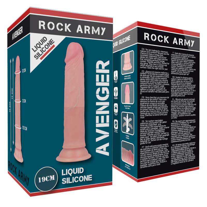 ROCKARMY - HARNESS + FLÜSSIGER SILIKONDILDO PREMIUM AVENGER 19 CM -O- 3.98 CM