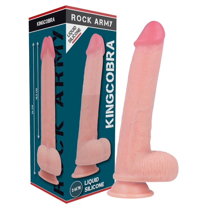 ROCKARMY - ARN S + FLÜSSIGER SILIKON DILDO PREMIUM KINGCOBRA 24 CM -O- 4.77 CM